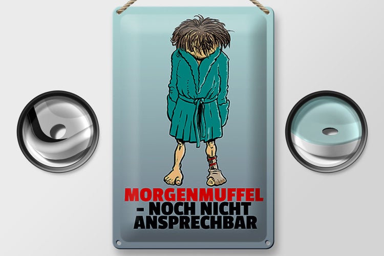 Blechschild Spruch 20x30cm Morgenmuffel noch nicht ansprechbar