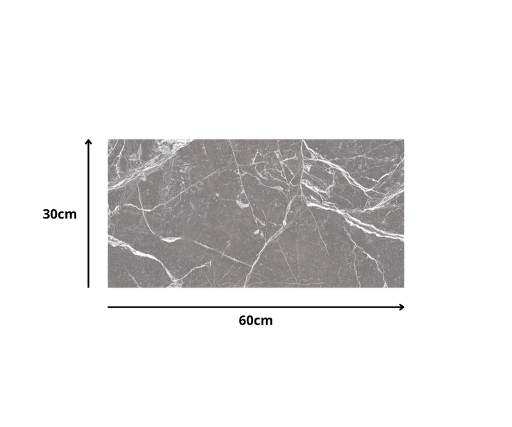 Feinsteinzeug Wand- und Bodenfliese Premium Marble Statuario Grau 30 x 60 x 0,9 cm glasiert poliert rektifiziert