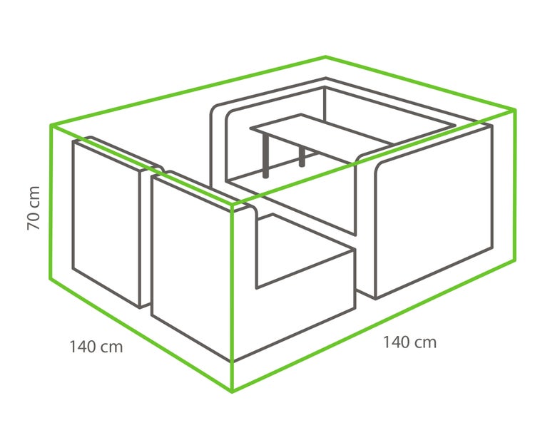 Dach für Gartenlounge mit den Maßen 140 x 140 x 70 Zentimeter