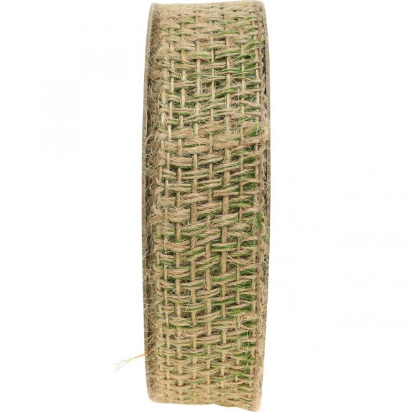 Dekoband aus Jute mit grünen Akzenten