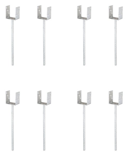 Acht feuerverzinkte Pfostenträger zum Einbetonieren als U-Form für Holzbalken