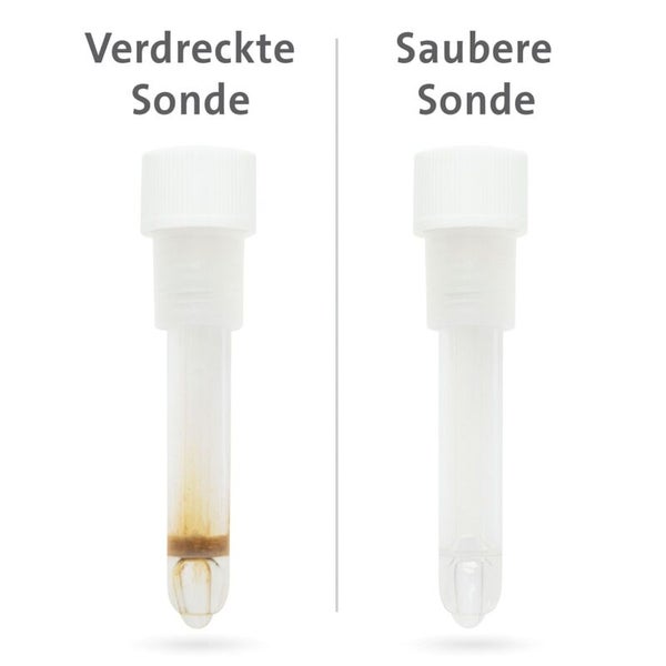 Vergleich einer verschmutzten und einer sauberen Sonde