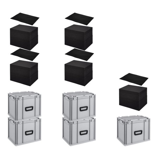 PROREGAL SparSet 5x Eurobox NextGen Portable mit Rasterschaumstoff und Schaumstoffeinlage HxBxT 335 x 30 x 40 cm 30 Liter Eurobehälter Transportbox