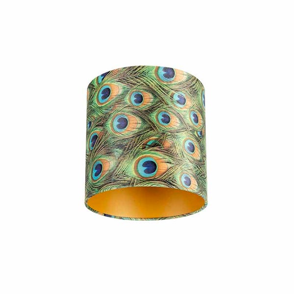 Velour Lampenschirm Pfau Design 25/25/25 mit goldenem Interieur