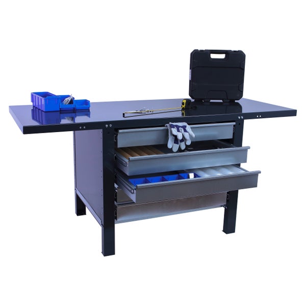 Werkbank BUFFALO METAL mit 5x Schublade | HxBxT 83x120x73cm | Traglast 700kg | Anthrazit