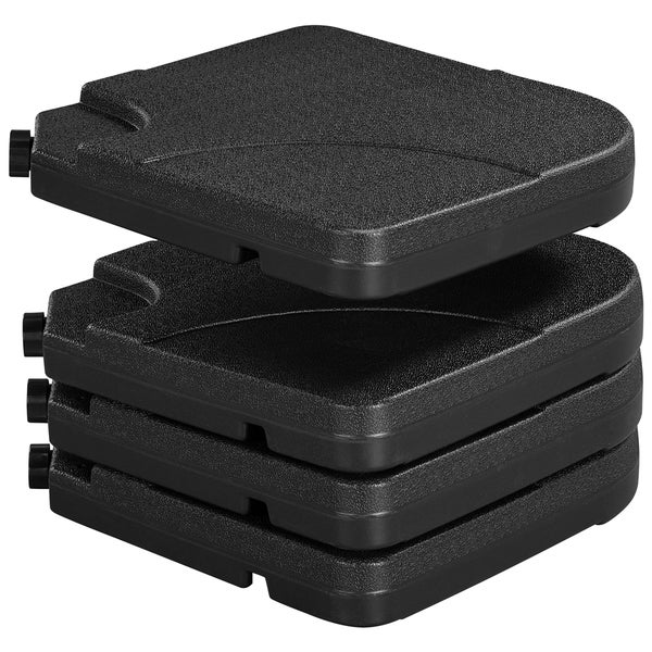 Set aus vier befüllbaren Schirmständer-Gewichtsplatten aus Kunststoff in Schwarz für Ampelschirme.