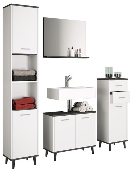 4-tlg. Komplett Badmöbel Badschrank Set Landos l