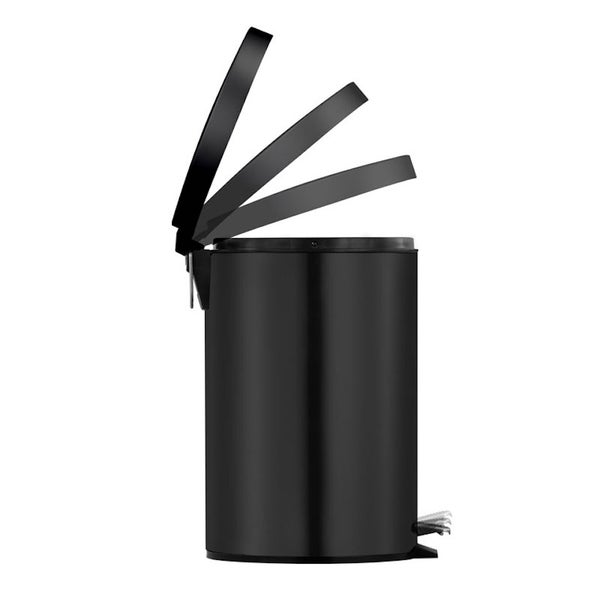 PROREGAL Runder Tretabfallsammler Mit Herausnehmbaren Kunststoff Inneneimer 3 Liter HxBxT 27 x 19,5 x 17 cm Schwarz