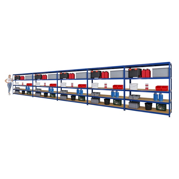 PROREGAL Mega Deal 5x Schwerlastregal Giant Elephant HxBxT 180 x 180 x 45 cm Fachlast 200 kg Blau