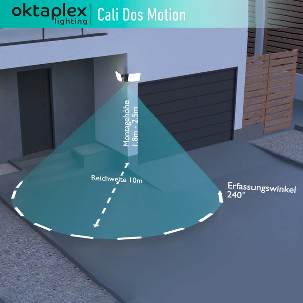 Oktaplex LED Außenstrahler mit Bewegungsmelder 3000K Warmweiß IP65 anthrazit 40W