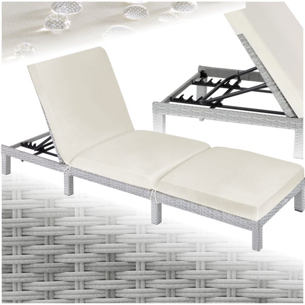 Rattan Sonnenliege tectake Sofia 196 x 66 x 27 cm widerstandsfähig hellgrau