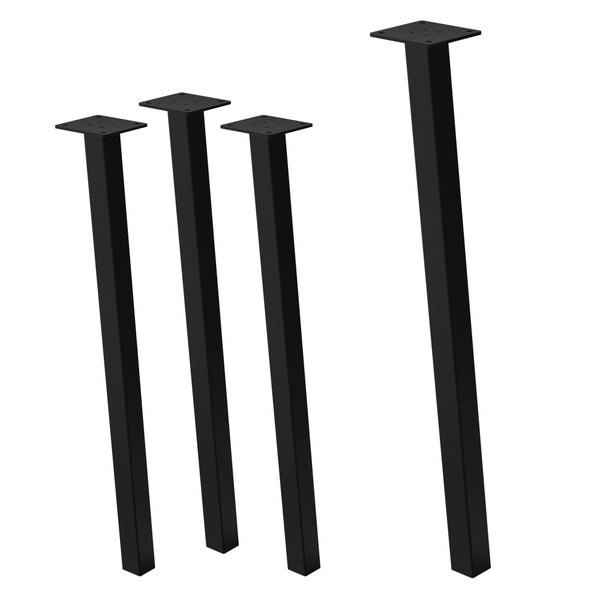 ML-Design 4er Set Tischbeine schräg 72 cm, Schwarz glänzend, aus pulverbeschichtetem Stahl, eckig, Profil 4x4 cm, I-Form, Möbelfüße Metall 96° Neigung, Tischfüße Möbelbeine für Esstisch & Schreibtisch