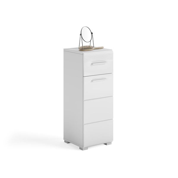 Linus Badschrank 1 Tür, 1 Schublade Hochglanz weiß,weiß. 30 X 31 X 80 cm