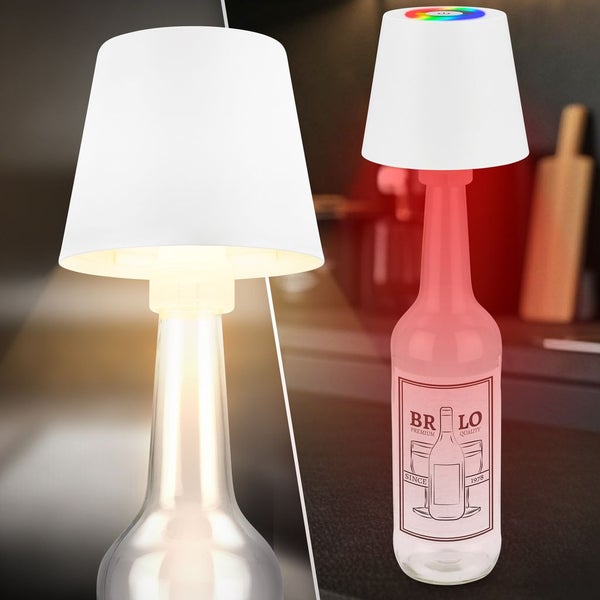 Briloner Calida 3 in 1 RGBW LED Tischlampe kabellos IP44, Dimmbar, Touch, Höhenverstellbar, Spritzwasserschutz, Weiß, 36 x Ø10,5 cm