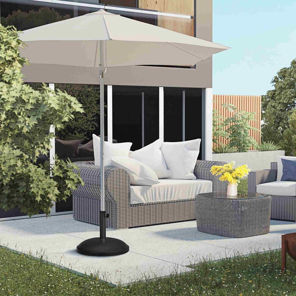 Outsunny Sonnenschirmständer aus Edelstahl Schirmständer mit Griffe, halbrund Schirmhalter, Schirmgewichtfür Sonnenschirm Ø3,8-Ø4,8 cm, für Balkon, Terasse, Garten, chwarz