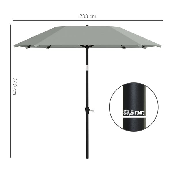 Outsunny Sonnenschirm Ø233 cm, Sonnenschirm mit Knickfunktion, achteckig Balkonschirm Strandschirm windfest stabil Marktschirm Kurbelschirm Sonnenschutz für Strand Balkon Terrasse Garten, Dunkelgrau