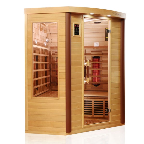 Dewello® Infrarotkabine Infrarotsauna TORONTO 152cm x 152cm inkl. 6 Vollspektrumstrahler, 3 Karbonstrahler, Farblicht