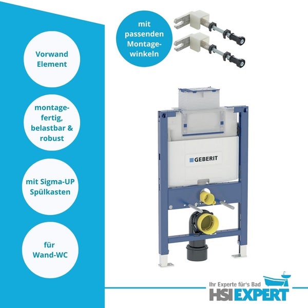 Technische Zeichnung einer Geberit Installationseinheit mit Maßangaben