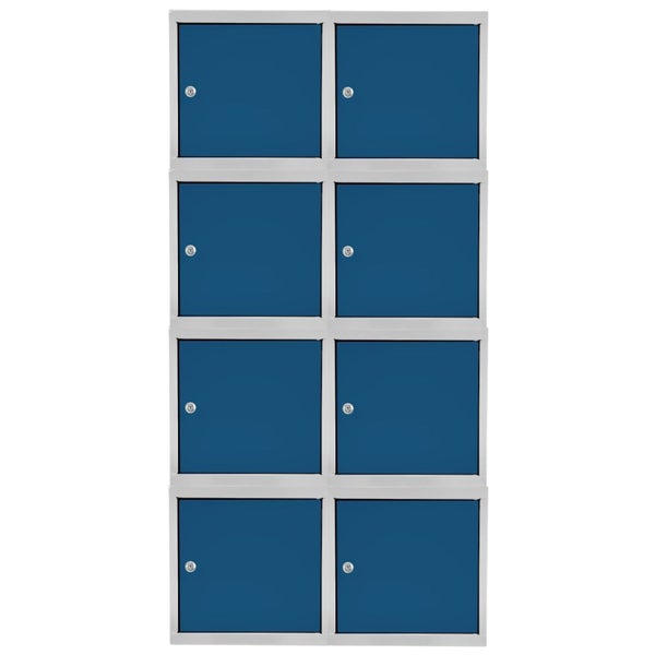 PROREGAL Mega Deal | 8x Schließfachwürfel Blocky mit Zylinderschloss + 2 Schlüssel | HxBxT 40x40x40cm | Lichtgrau/Blau | Tresor, Schließfach