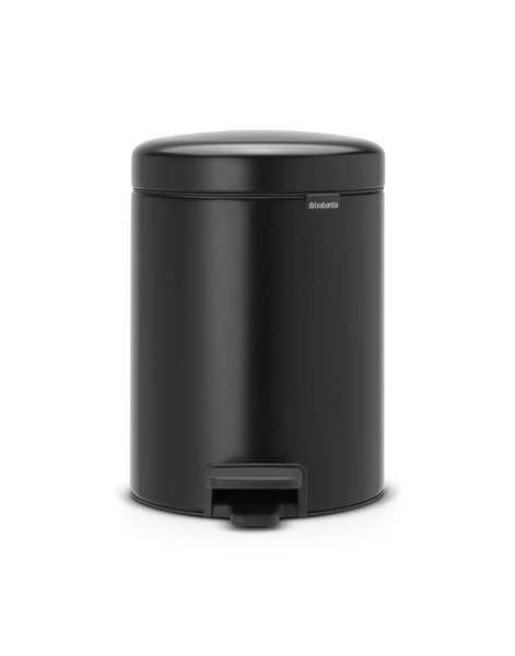 Brabantia Klassischer Tretmülleimer Mit Soft Verschluss 5 Liter HxBxT 30,2 x 26,3 x 21,7 cm Metall Metallik Schwarz