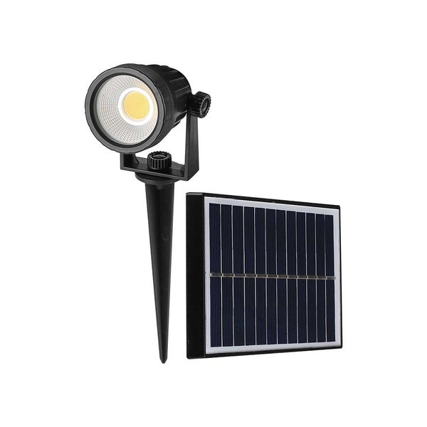 Schwarze Solar-Spike-Leuchte - IP65 - 2W - 40 Lumen - 3000K
