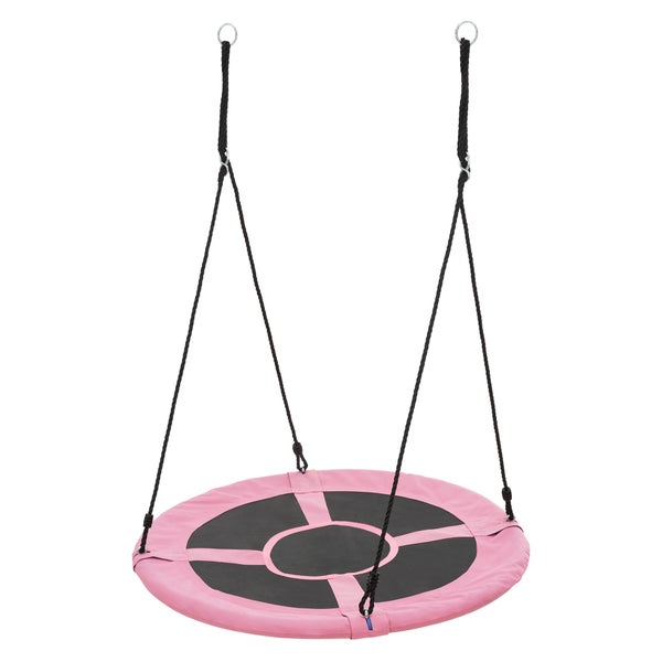 ECD Germany Nestschaukel Ø100 cm, Pink, Tellerschaukel für Kinder & Erwachsene, Höheverstellbare Kinderschaukel Outdoor, Hängeschaukel 150 kg belastbar, Gartenschaukel Rundschaukel geschlossener Sitz