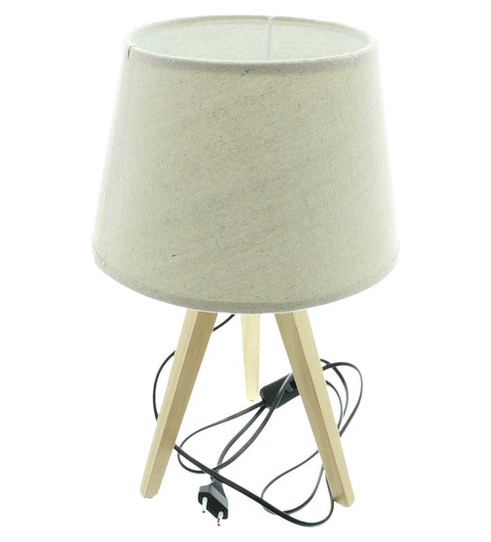 FRANK FLECHTWAREN | Tischlampe Nature, HOLZ, POLYESTER, 24 x 24 x 38 cm