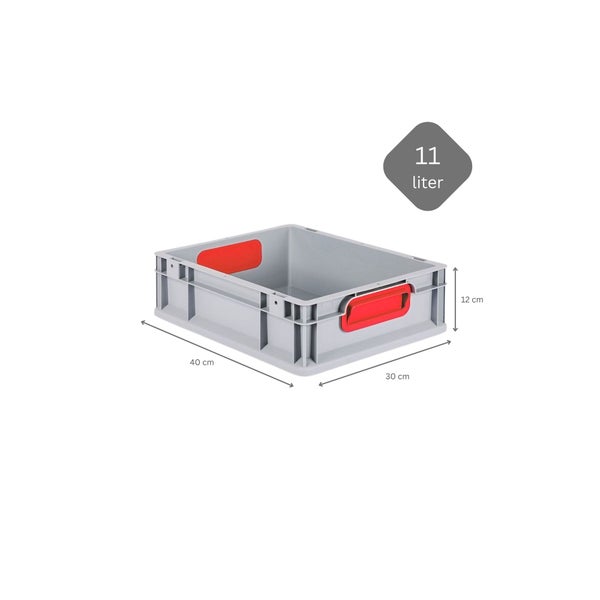 PROREGAL Spar Set 16x Eurobox Nextgen Color Mit Auflagedeckel & Schiebeschnappverschlüsse HxBxT 12 x 30 x 40 cm Griffe Rot Geschlossen Glatter Boden