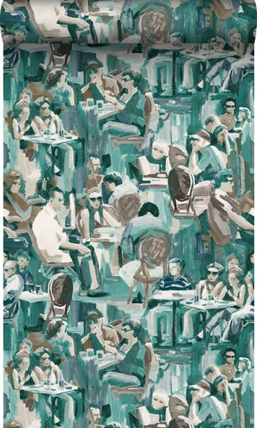 Tapete mit Malerei von Menschen in einem Café