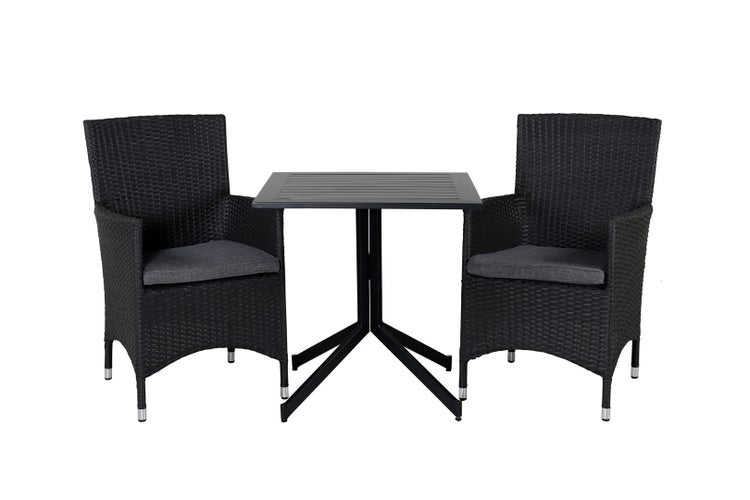 Way Gartenset Tisch 70x70cm und 2 Stühle Malin schwarz. 70 X 70 X 72 cm
