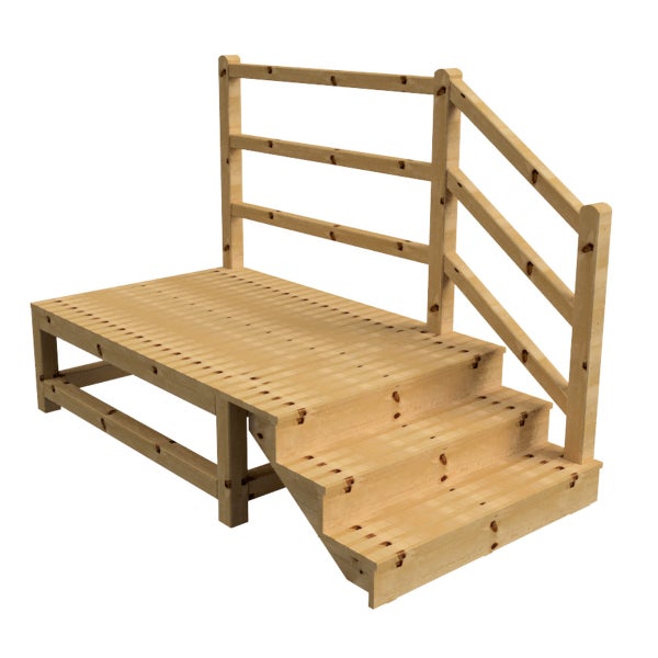 Holzpodest mit Treppe und Geländer