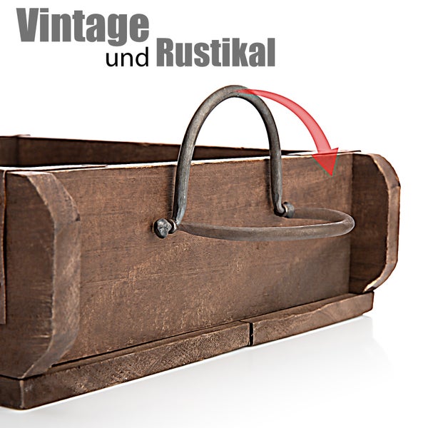 Dekorative Holzkiste im Vintage Look mit Metallgriff