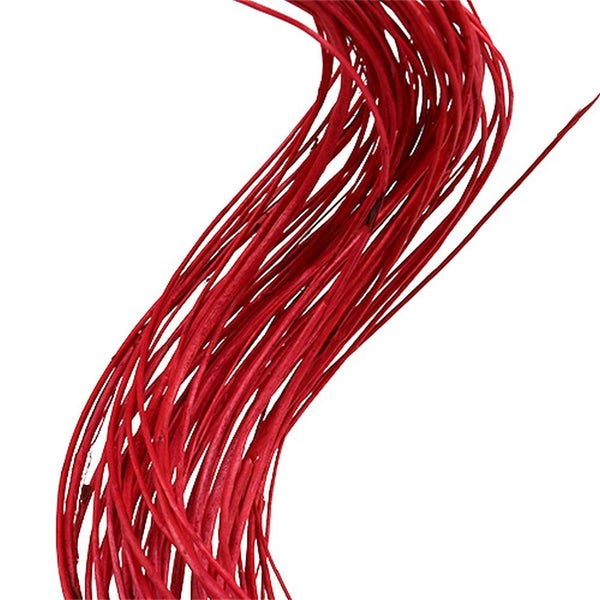 Rote Dekozweige aus Naturmaterial in geschwungener Form.