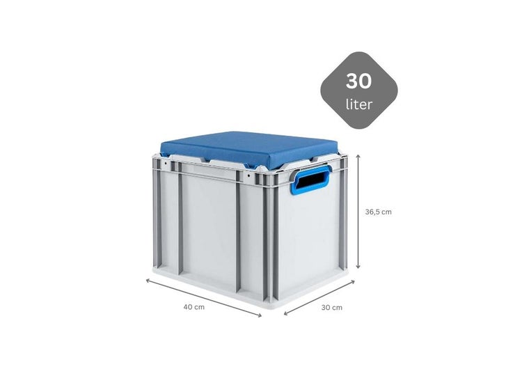 PROREGAL SparSet 4 x Eurobox NextGen Seat Box Blau HxBxT 36,5 x 30 x 40 cm 30 Liter Griffe Offen Eurobehälter Sitzbox Transportbox