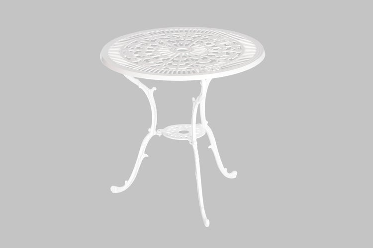 Runder Gartentisch aus Metall mit filigranem Design