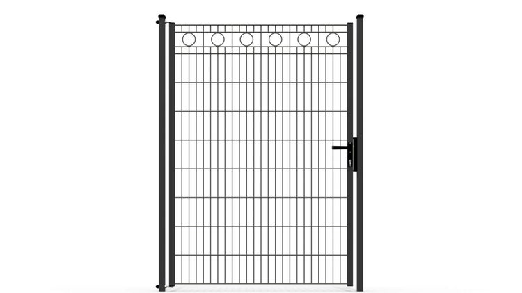 Zauntor ZAUNGURU ECO-Line Kreis aus Metall, Höhe: 183cm, Breite: 143cm, 1-flügelig inkl. Pfosten, Locinox-Schloss und Zubehör, Feuerverzinkt und zusätzlich in RAL 7016 Anthrazitgrau pulverbeschichtet