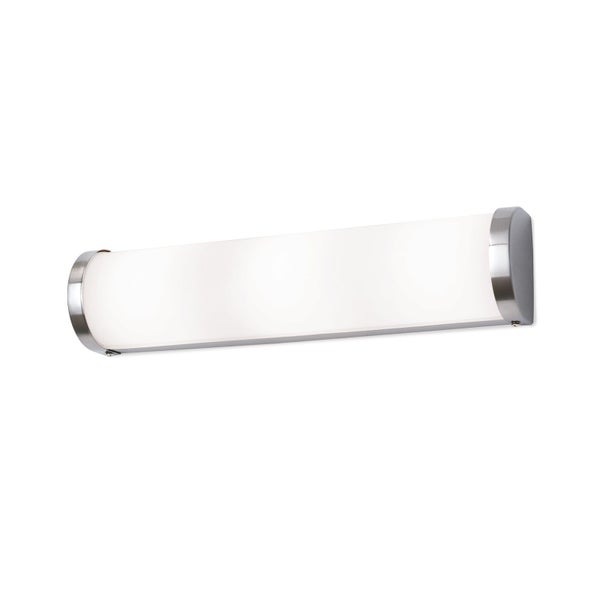 Moderne LED Wandleuchte mit länglicher Form und Metallhalterungen für eine gleichmäßige Lichtverteilung.