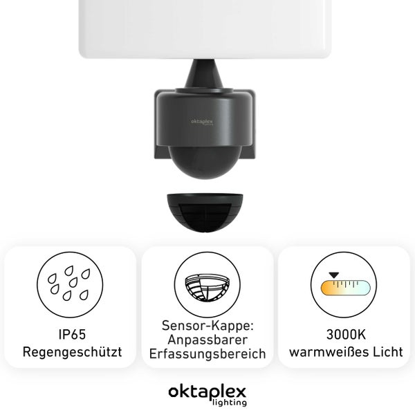 Oktaplex Cali LED Außenstrahler 26W warmweiß mit Bewegungsmelder IP65