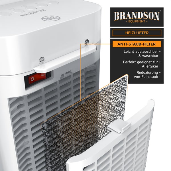 Brandson Heizlüfter 2000W, Keramikheizlüfter mit Fernbedienung, energiesparend & leise, Überhitzungsschutz, Automatische Abschaltung, Umkippschutz
