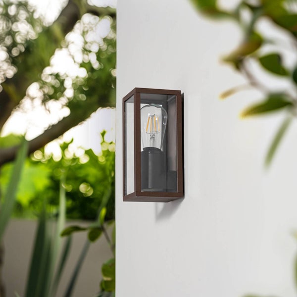 Lindby Wandleuchte außen Robigus (spritzwassergeschützt (Landhaus, Vintage Rustikal) in Braun aus Aluminium (1 flammig E27) - Außenwandleuchten Wandlampe Led Außenlampe Outdoor für
