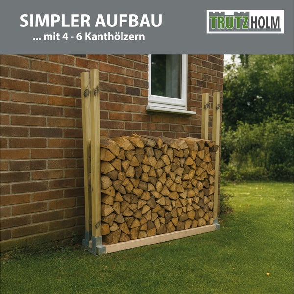 2er Set Holzstapelhilfe feuerverzinkter Stahl 34x10x15 cm Holzstapelhalter Brennholzregal