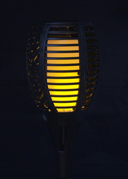 FRANK FLECHTWAREN | Solarstecker Bewegte Flamme, groß, KUNSTSTOFF, ca. Ø 12 x 78 cm