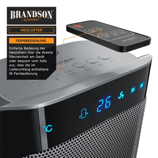 Brandson 2000W Keramik Heizlüfter, energiesparend, leise, Oszillationsfunktion 35°, Überhitzungsschutz, Automatische Abschaltung, Umkippschutz