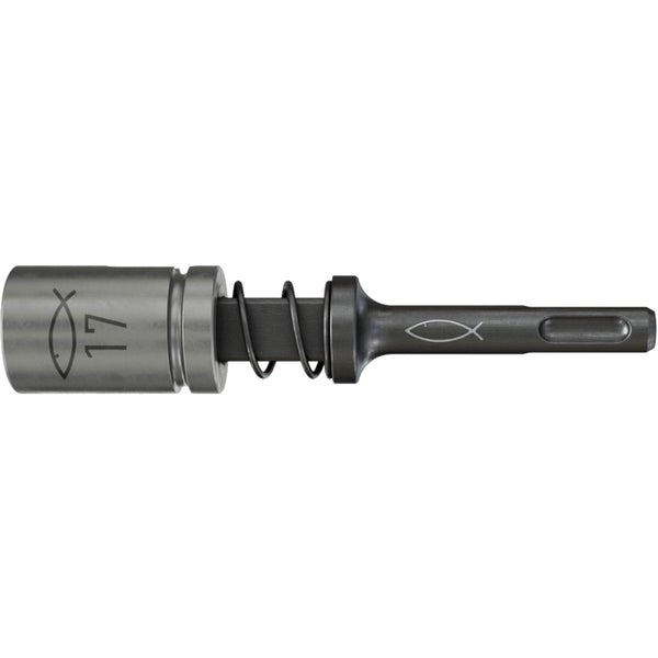 Bohrhammeraufnahme mit dem Symbol Ichthys und der Zahl 17