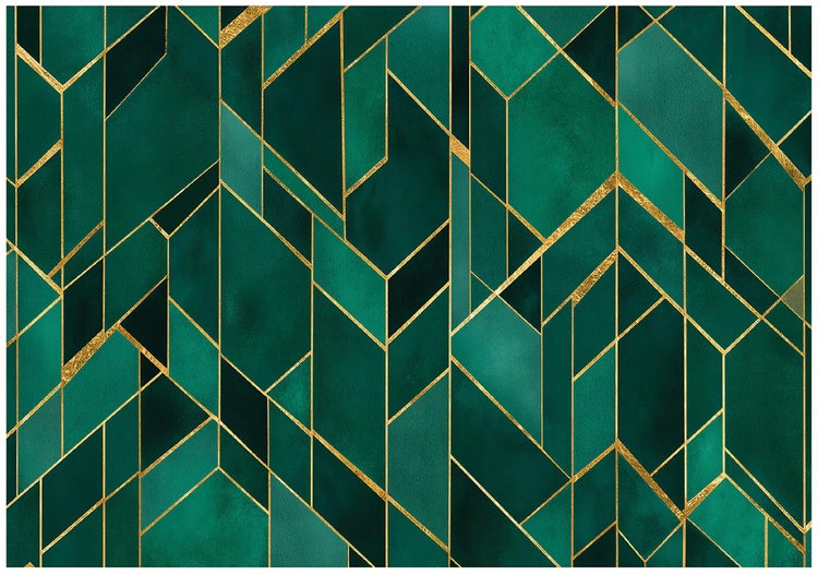 Geometrisches Muster in Grün- und Goldtönen als Dekoration