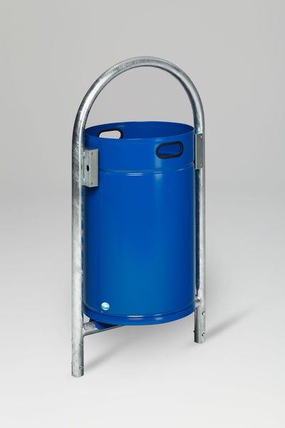 PROREGAL Robuster Rohrbogenständer Für Abfälle Zum Einbetonieren 60 Liter HxBxT 145 x 60 x 40 cm Verzinkter Stahl Blau