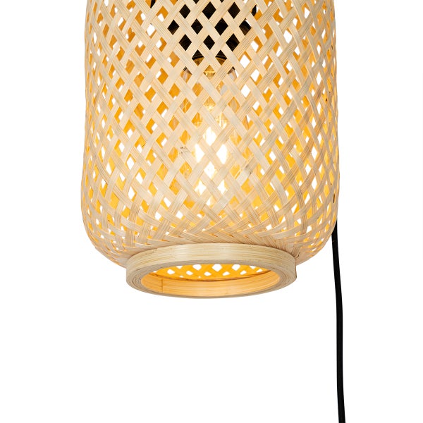 Bambus Hängelampe mit geflochtenem Lampenschirm