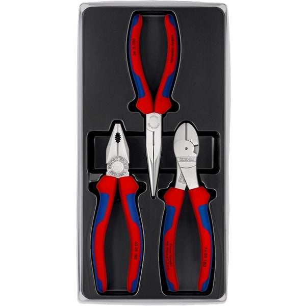 Knipex Zangenset bestehend aus Kombinationszange, Flachrundzange und Seitenschneider