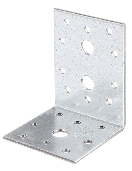 Winkelverbinder aus verzinktem Stahl mit Lochung fuer Holzverbindungen