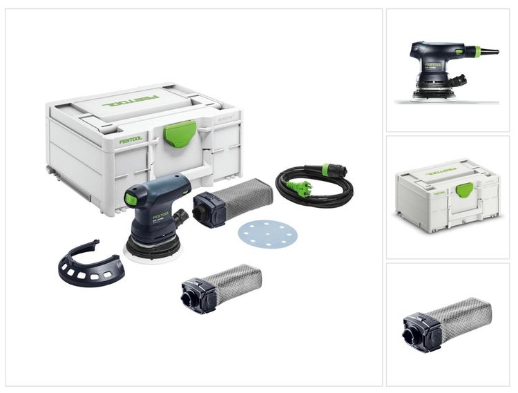 Festool ETS 125 REQ-Plus Exzenterschleifer 250 W 125 mm ( 576069 ) + systainer + Festool SB-Longlife RTS/DTS/ETS Staubfangbeutel ( 201693 )